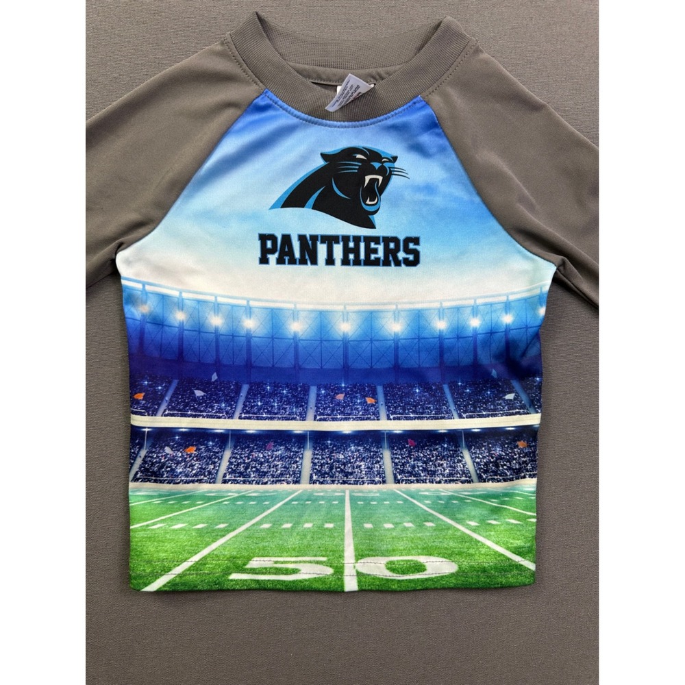 NFL Team Apparel Carolina Panthers Kid 2T Long Sleeve Stadium Graphic Shirt Grey